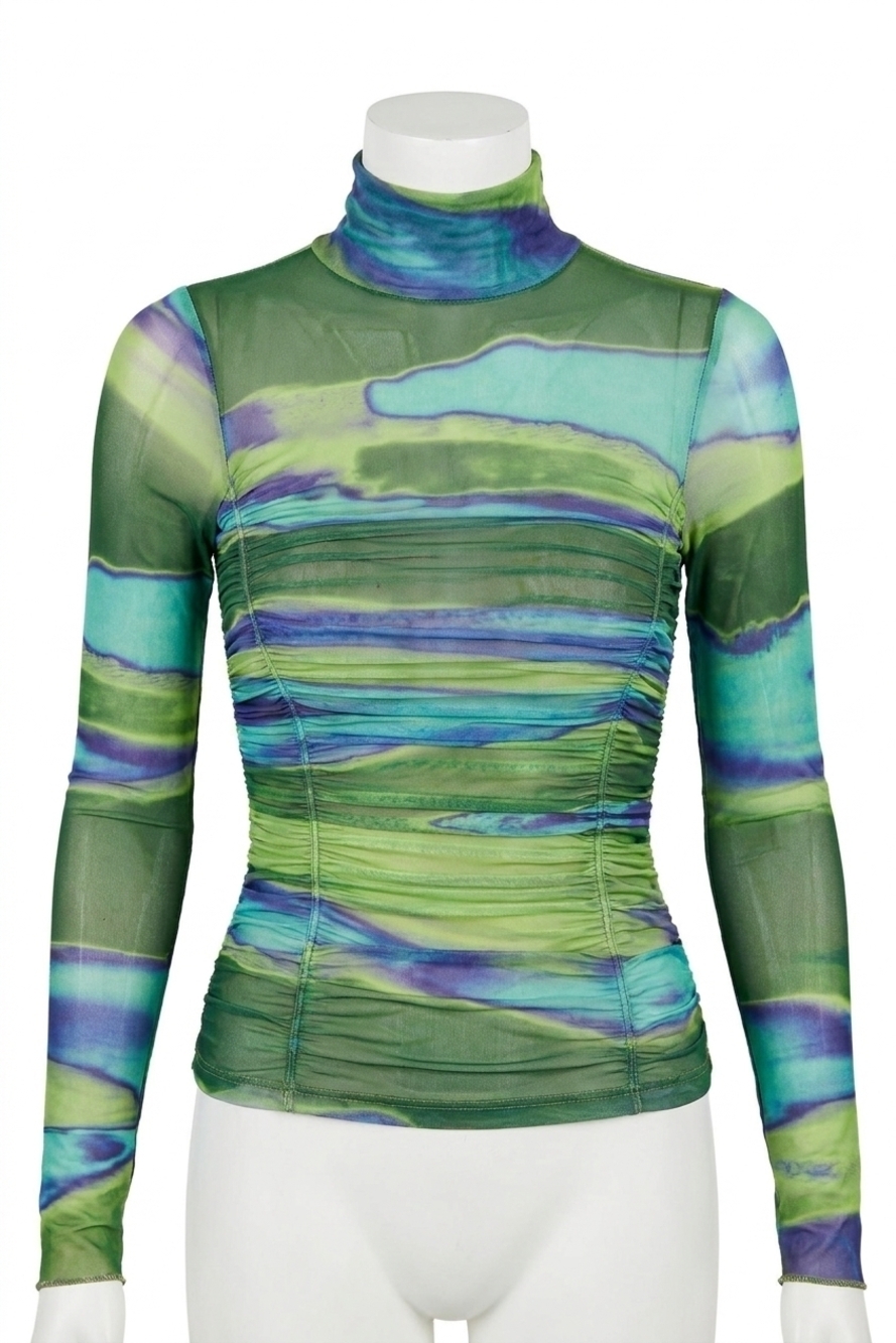 NEW LINE AND DOT joni ruched bodysuit top in blue